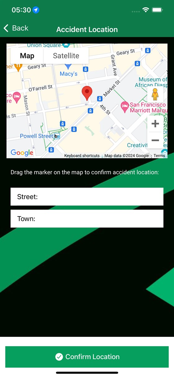 Accident management app case details screen