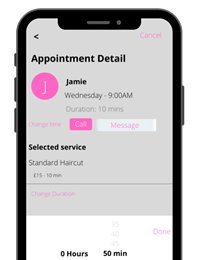 An online booking screen on a phone